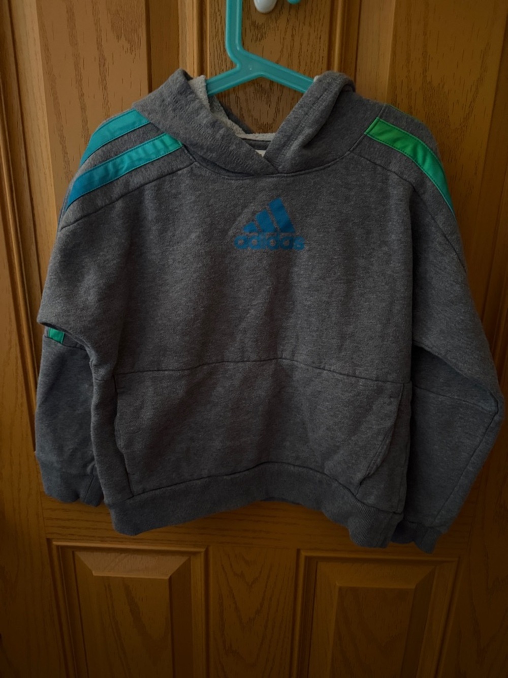 Girls adidas Gray Hoodie with Teal and Green Accents size S (8)